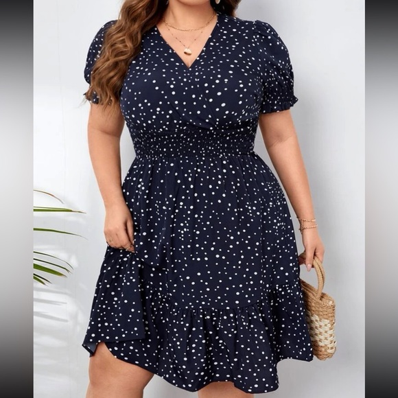 Boho polka dots puff sleeve A line dress - Picture 7 of 12